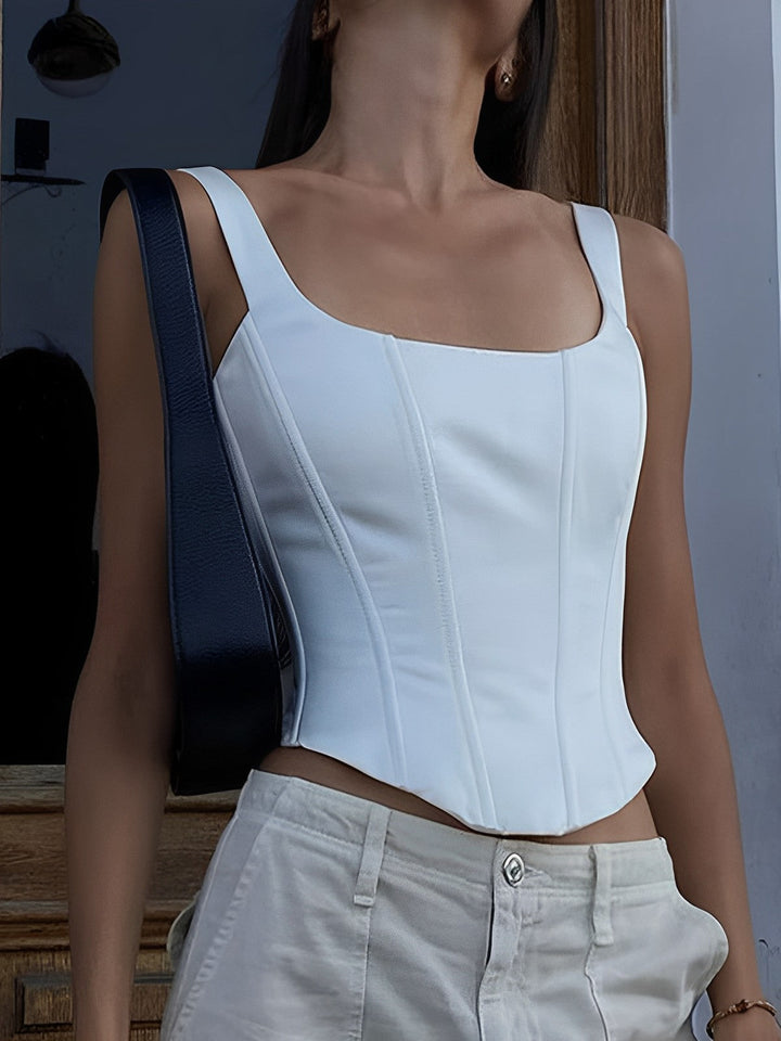 Haut Corset Court Ivory Glow à Liens