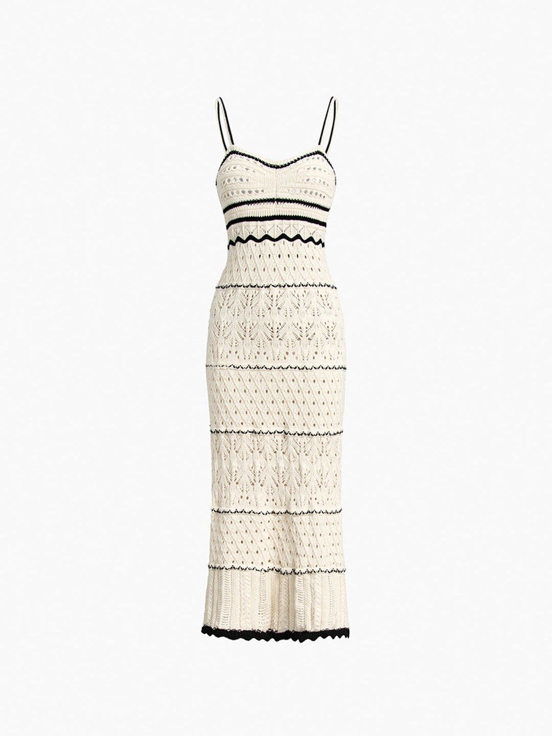 Robe mi-longue en crochet Paros avec œillets et transparence