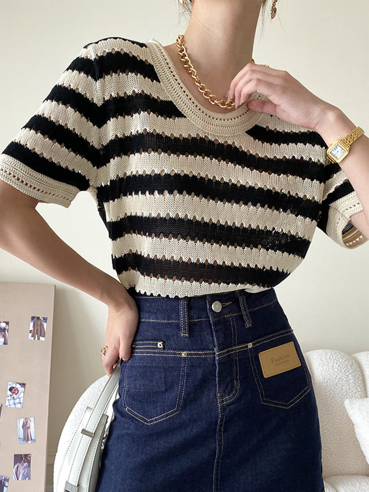 Chemise en crochet rayé