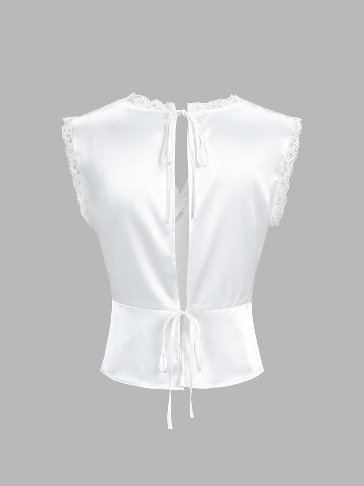 Ensemble Jupe Satin Bordée de Dentelle