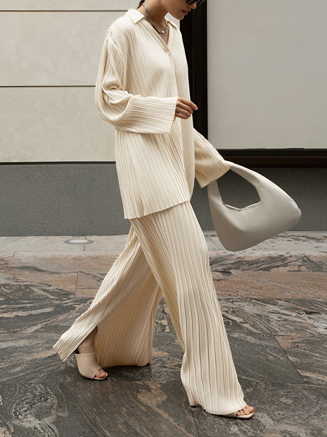 Ensemble Pantalon Deux Pièces Plissé Décontracté Oversize