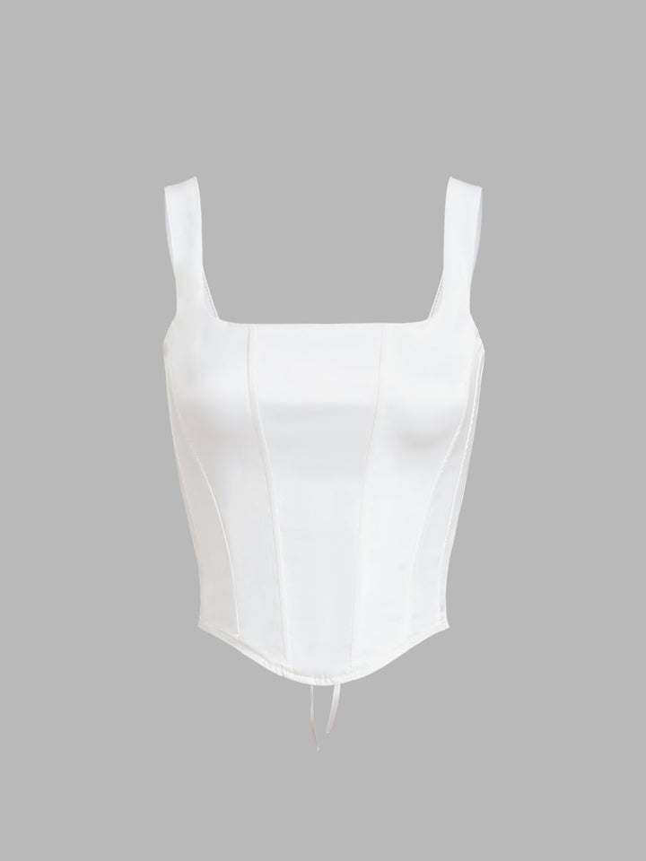 Haut Corset Court Ivory Glow à Liens