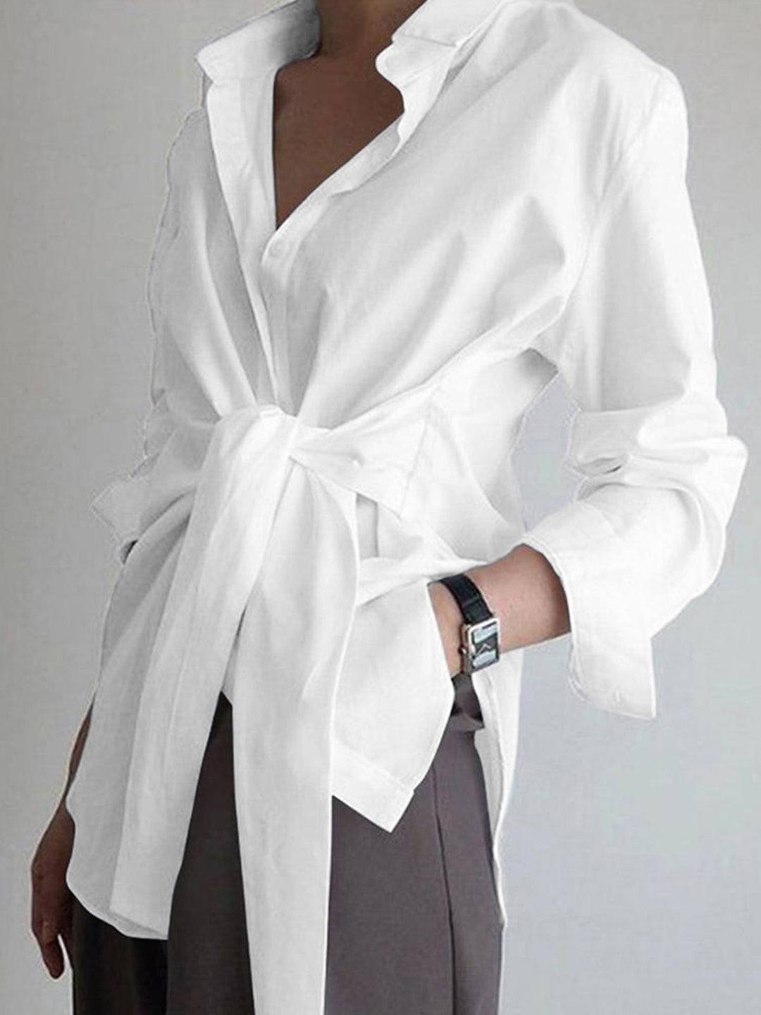 Chemise Longue Boutonnée Semi-Transparente