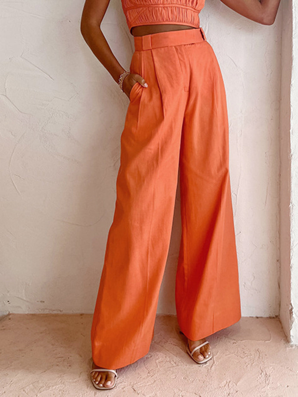 Pantalons Pantalon Large en Lin Coton Vitamine C