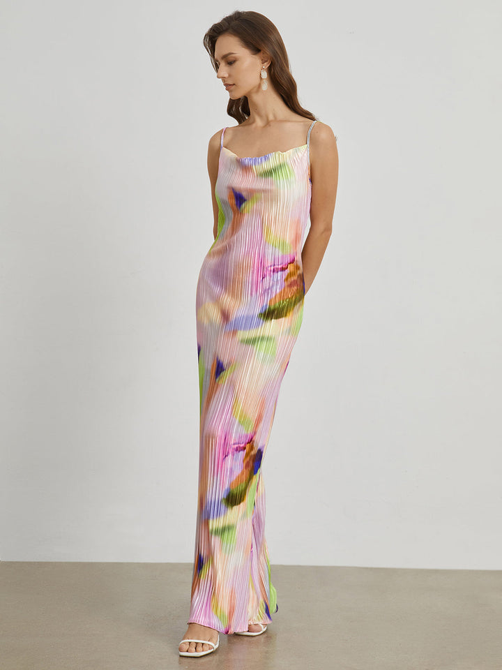 Robe Longue Plissée Tie Dye