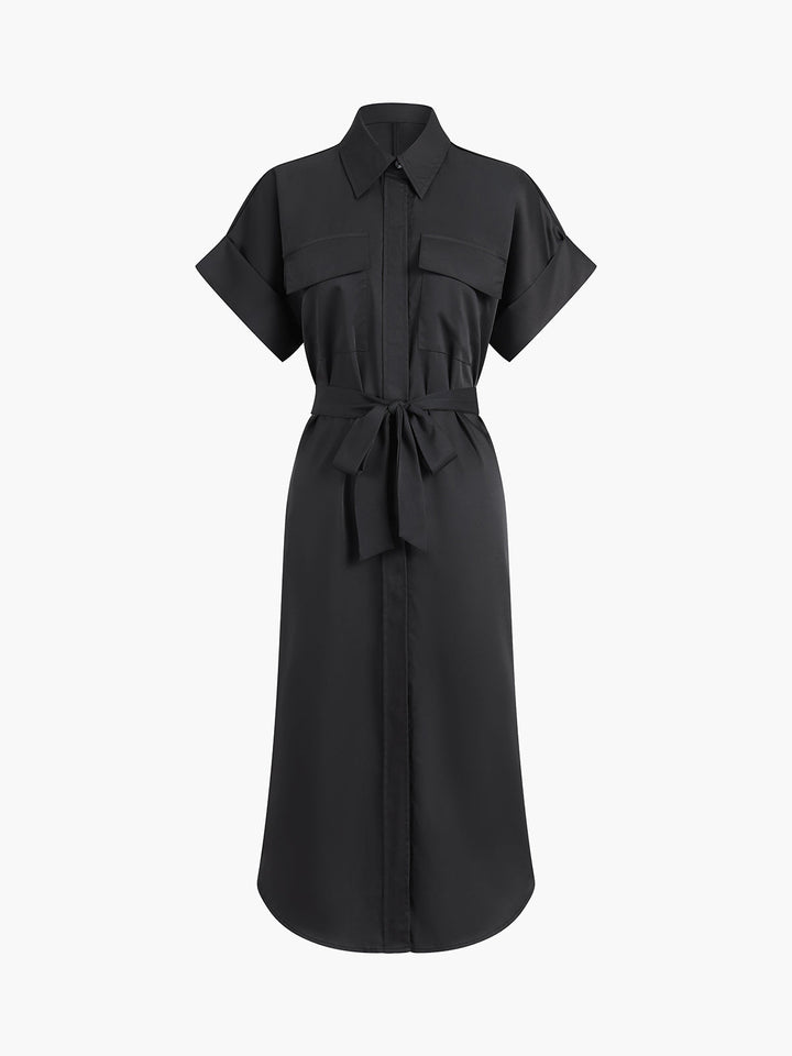 Robe Mi-Longue à Poches Nouées