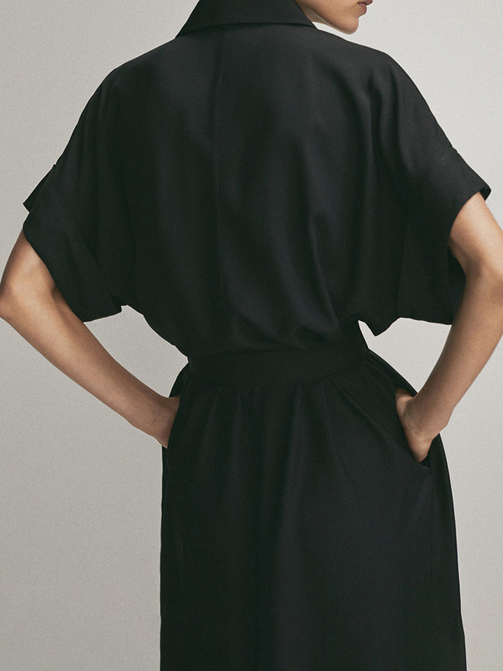 Robe Mi-Longue à Poches Nouées