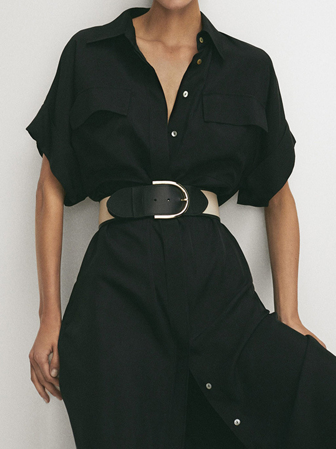 Robe Mi-Longue à Poches Nouées