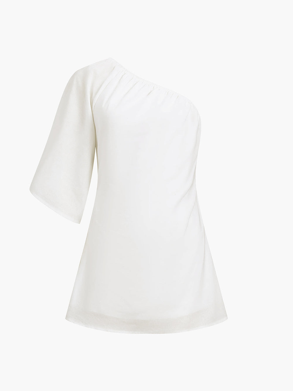 Robe Courte Manches Courtes en Coton et Lin de l'Égée