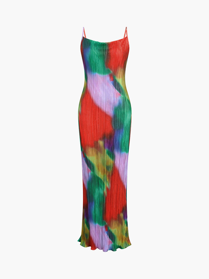 Robe Longue Plissée Tie Dye