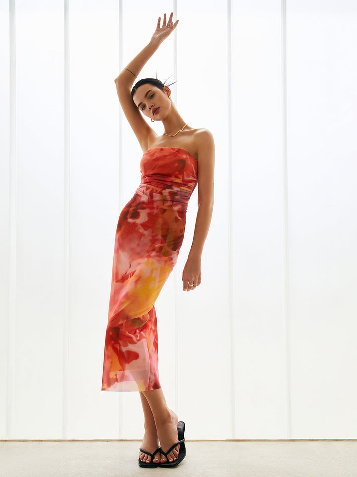 Robe Mi-Tube Semi-Transparente en Maille
