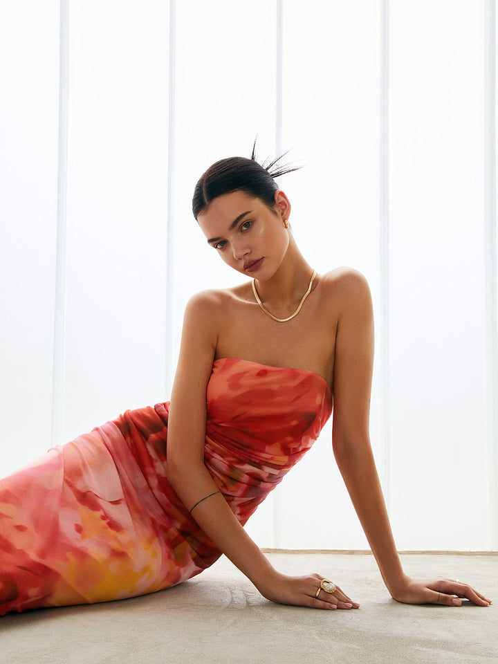 Robe Mi-Tube Semi-Transparente en Maille