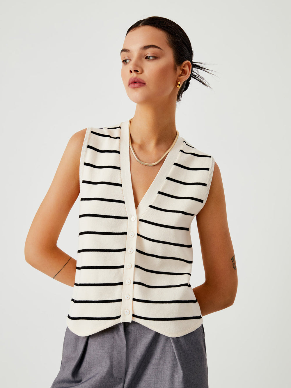 Gilet à Rayures Sans Effort