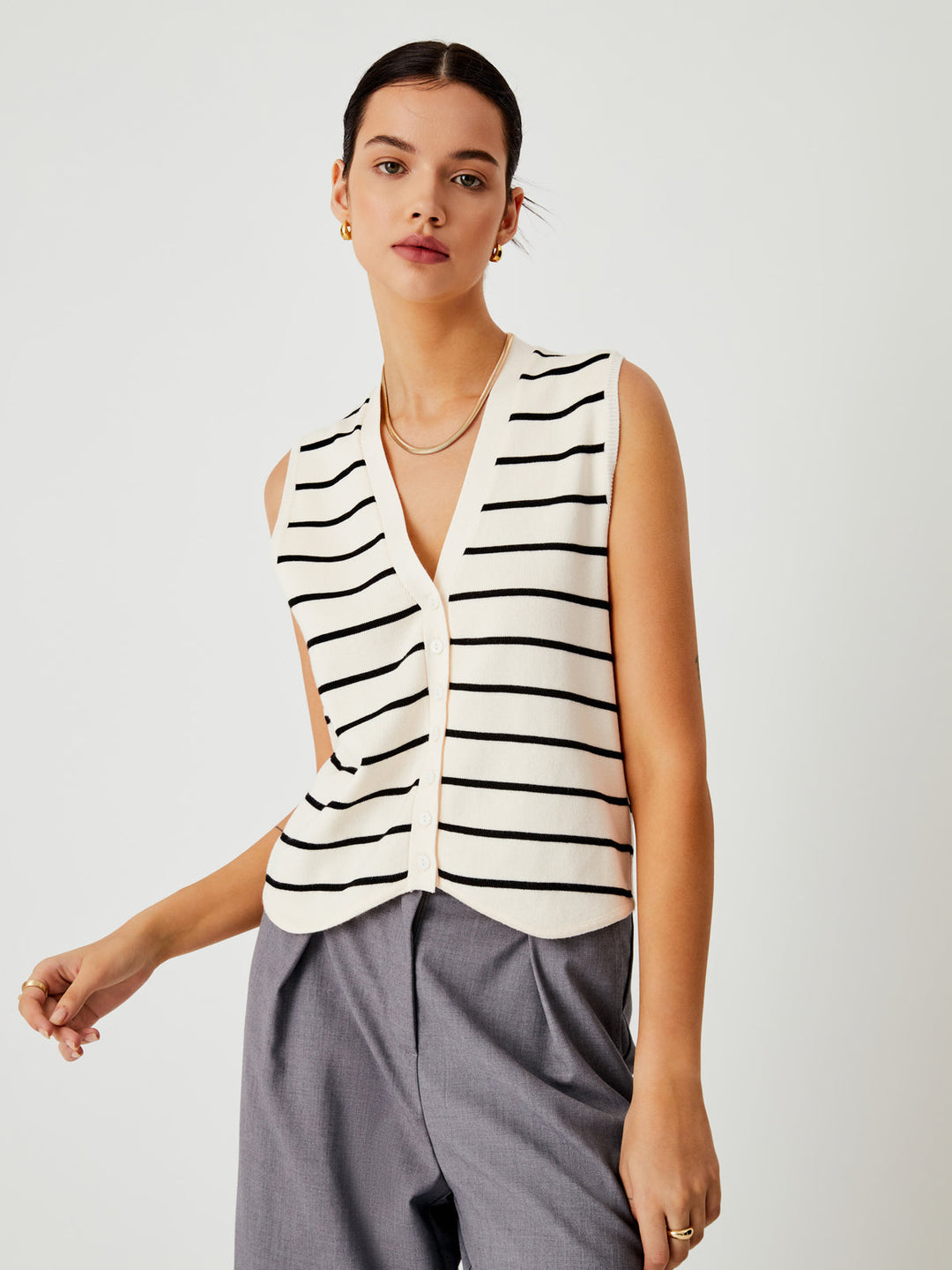 Gilet à Rayures Sans Effort