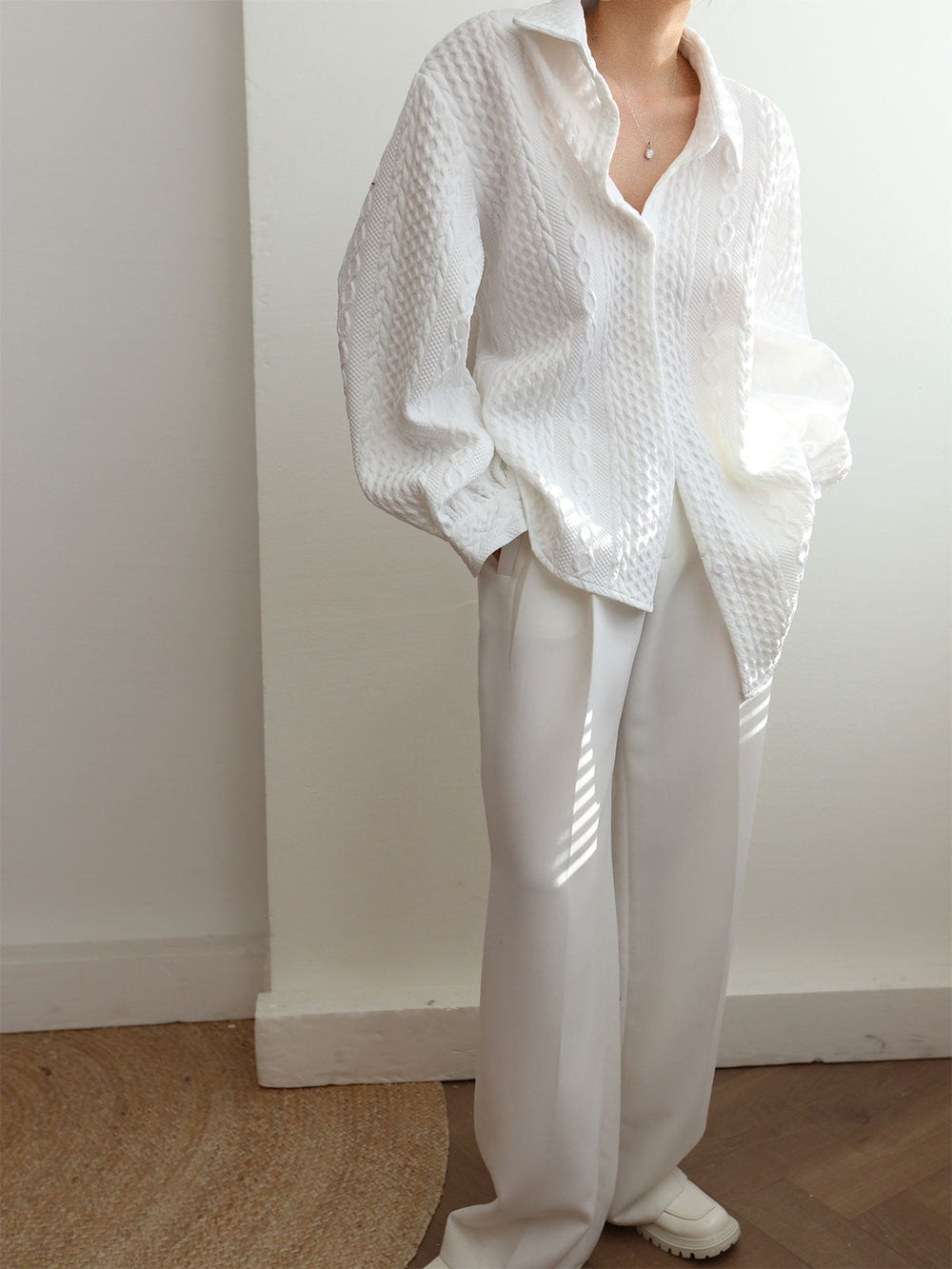 Chemise Oversize en Tricot Câblé