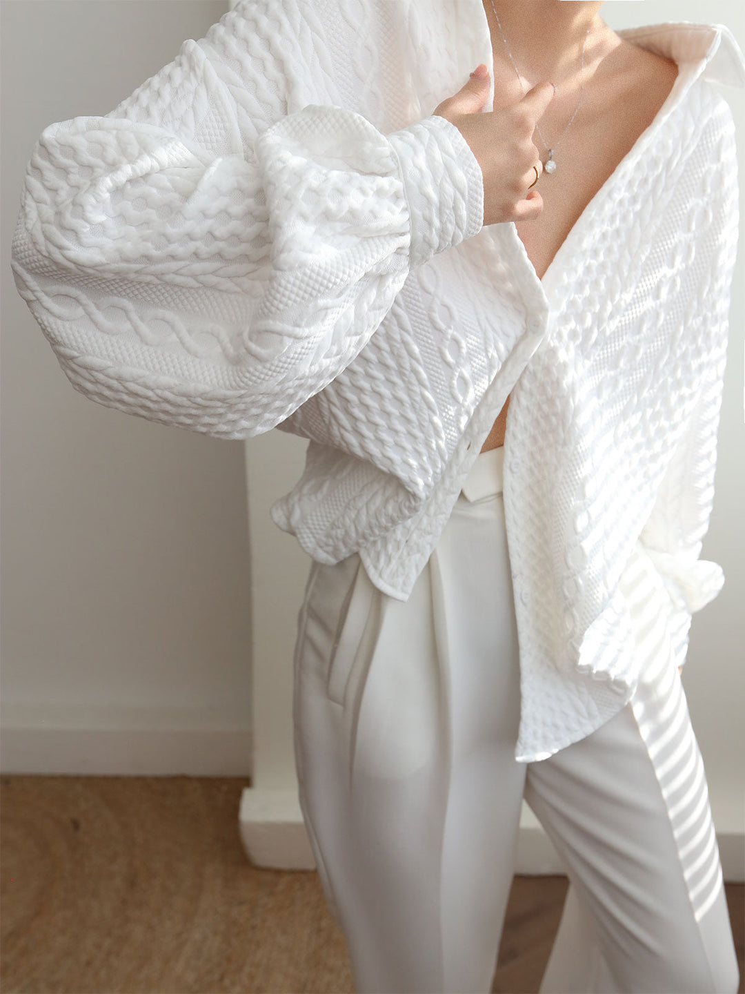 Chemise Oversize en Tricot Câblé