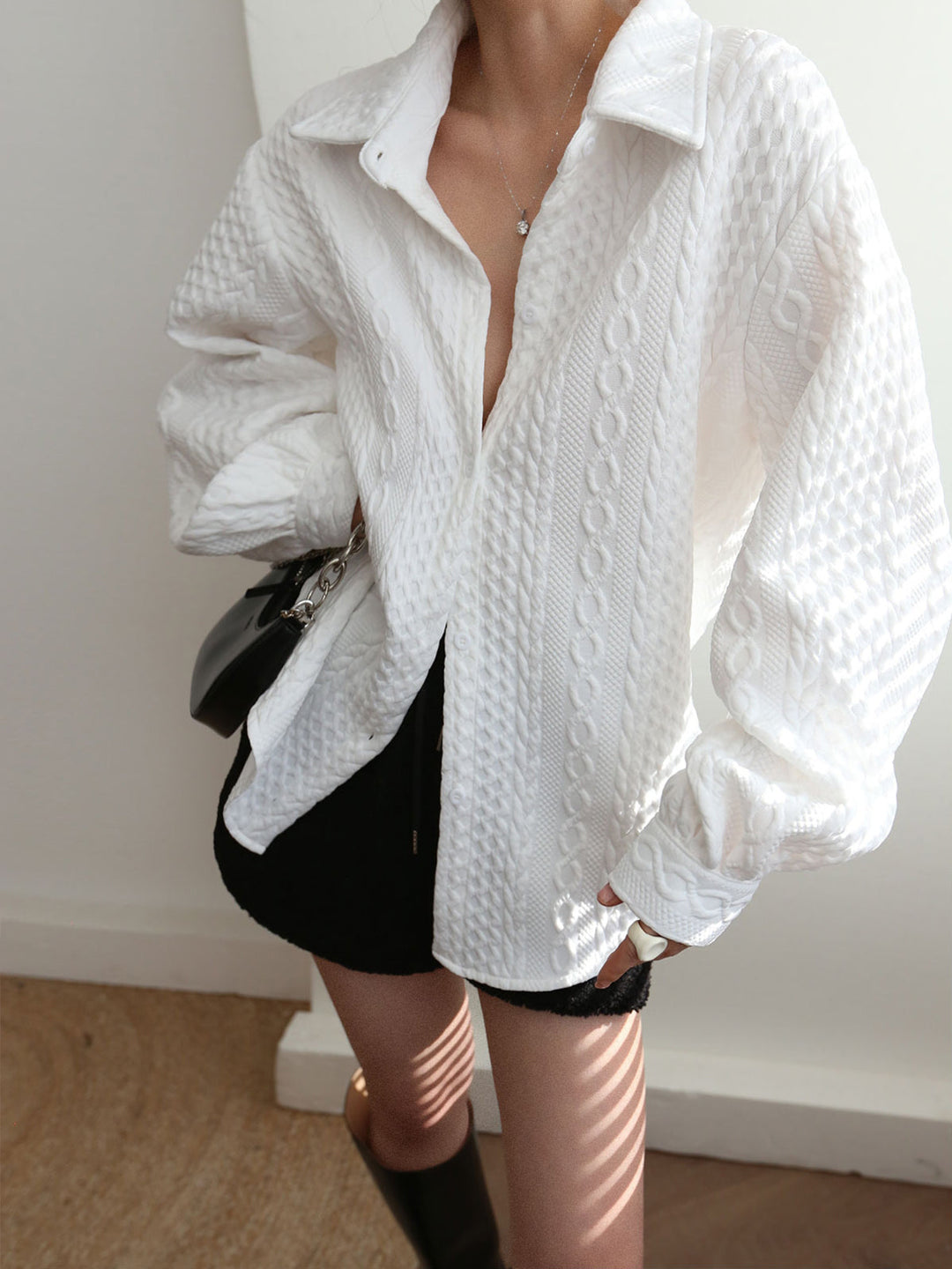 Chemise Oversize en Tricot Câblé
