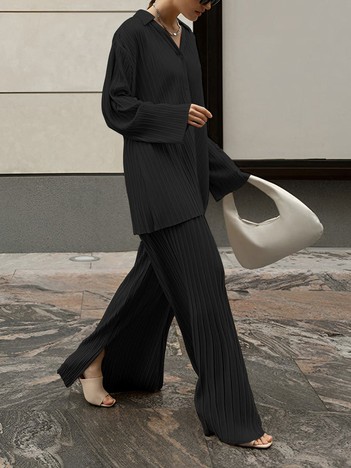 Ensemble Pantalon Deux Pièces Plissé Décontracté Oversize