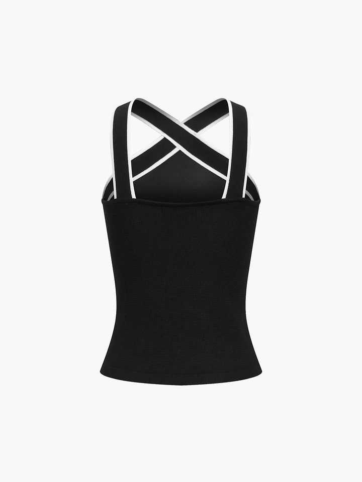 Haut en tricot à bordures contrastées