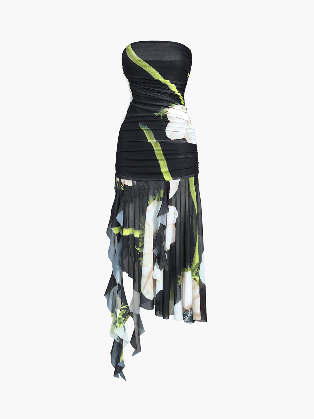 Robe Mi-longue Tube en Maille Fleurie Gardenia