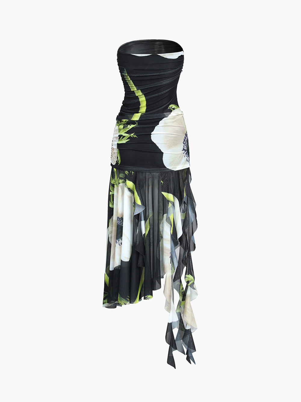 Robe Mi-longue Tube en Maille Fleurie Gardenia