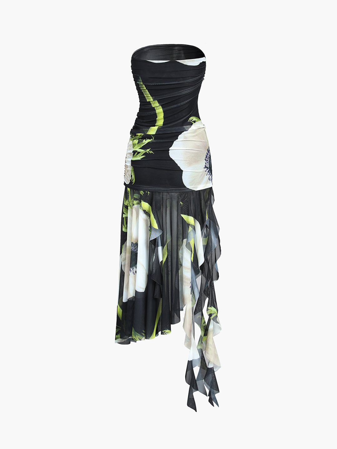 Robe Mi-longue Tube en Maille Fleurie Gardenia