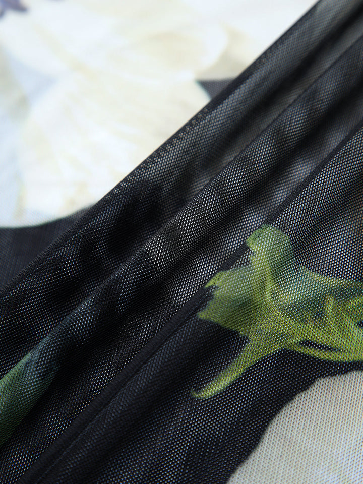 Robe Mi-longue Tube en Maille Fleurie Gardenia