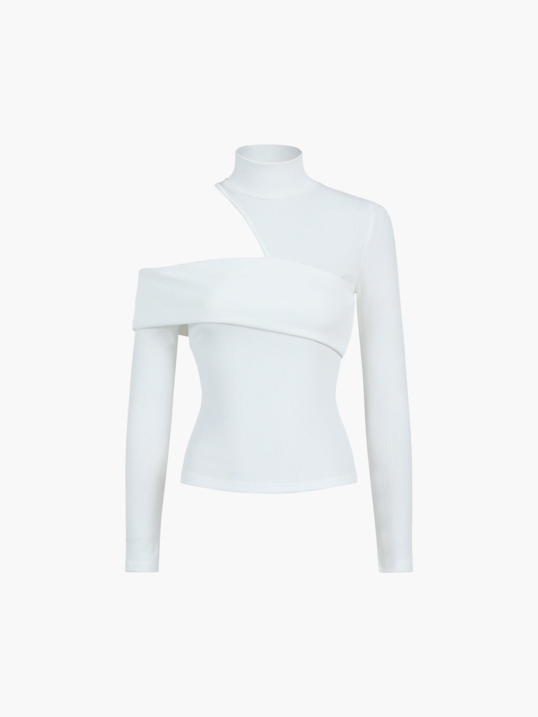 Haut en tricot à manches longues avec découpe oblique et col mock