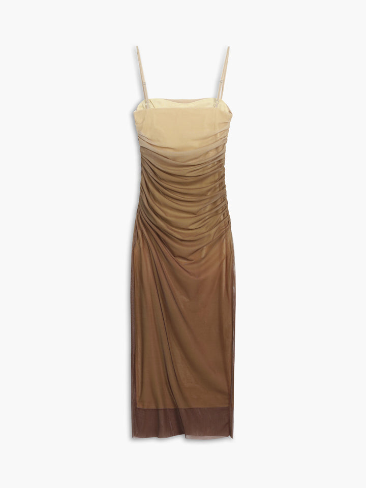 Robe longue zippée en maille ombrée Cappuccino