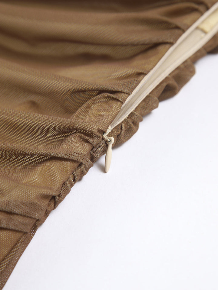 Robe longue zippée en maille ombrée Cappuccino