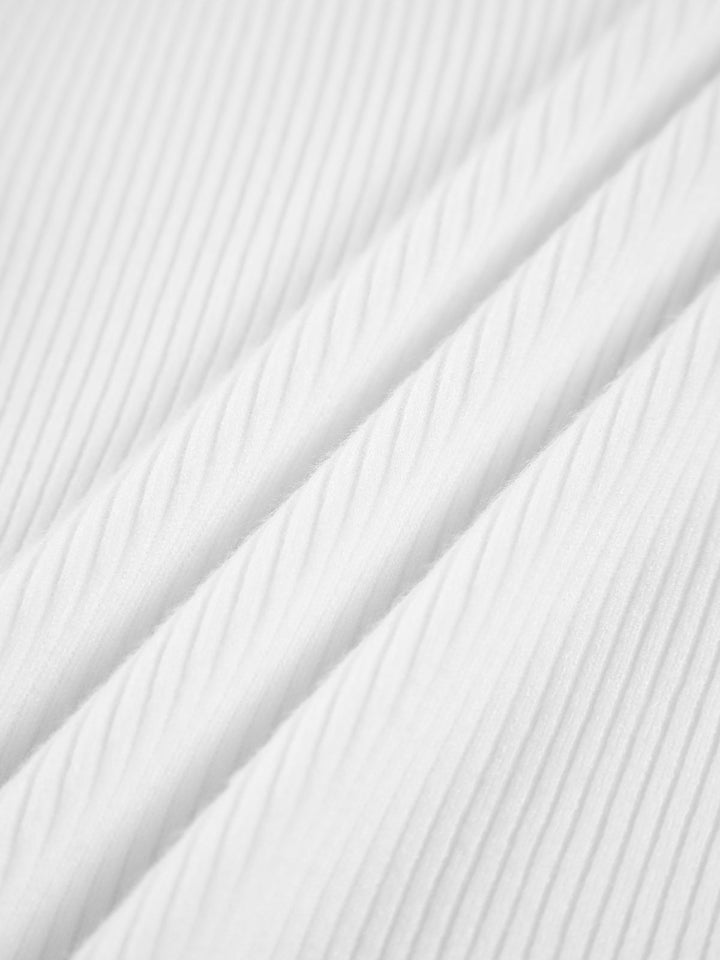 Haut en tricot à manches longues côtelé à col mock
