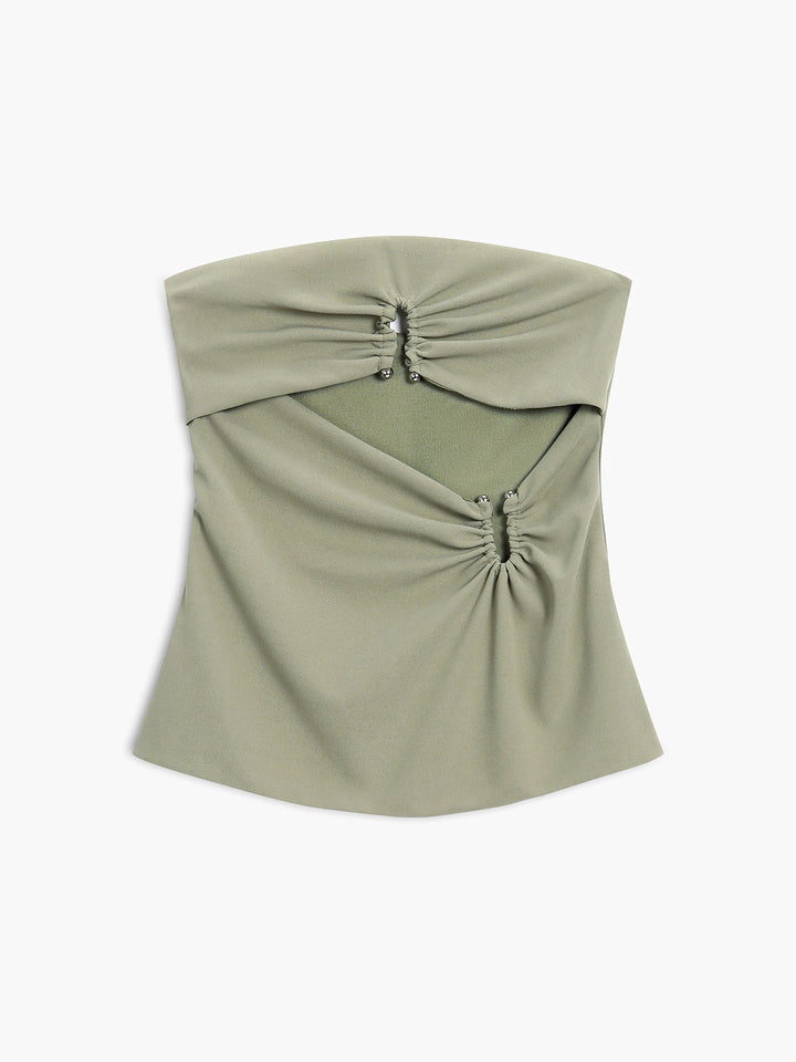 Top Bandeau à Découpe U et Fermeture Éclair