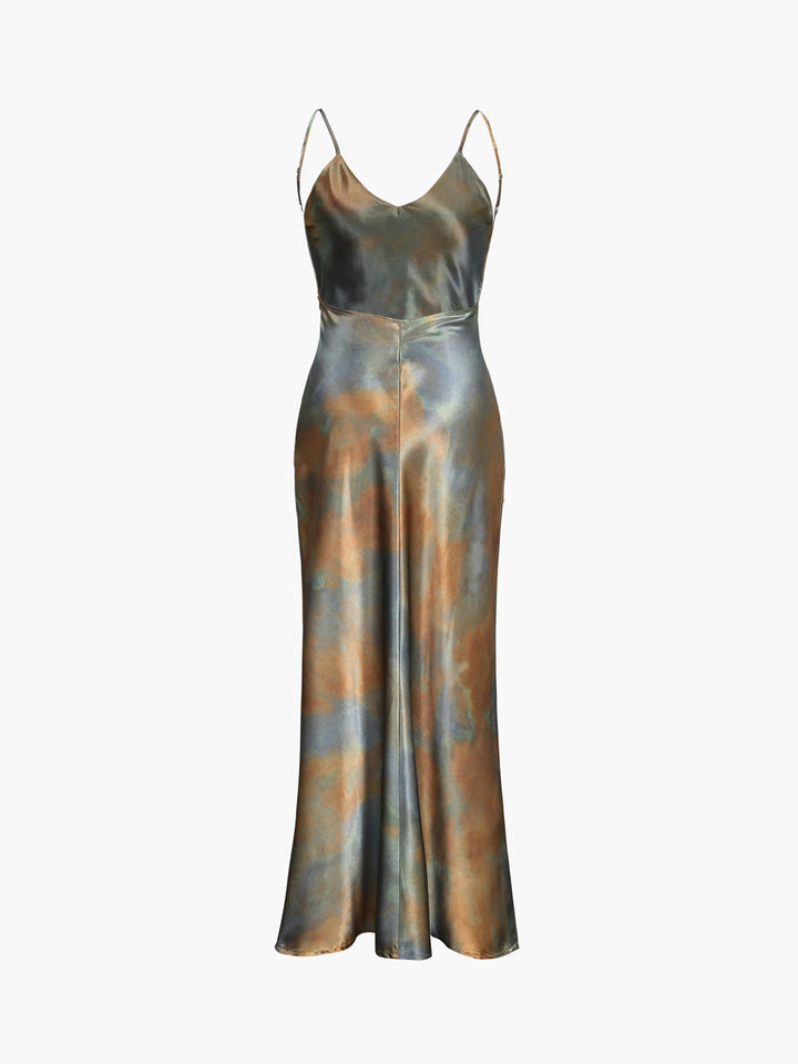 Robe Longue Satin Neptune Dos Nu