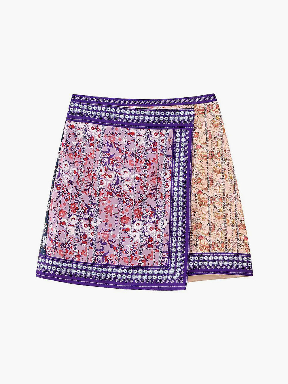 Jupe Mini Asymétrique à Imprimé Floral