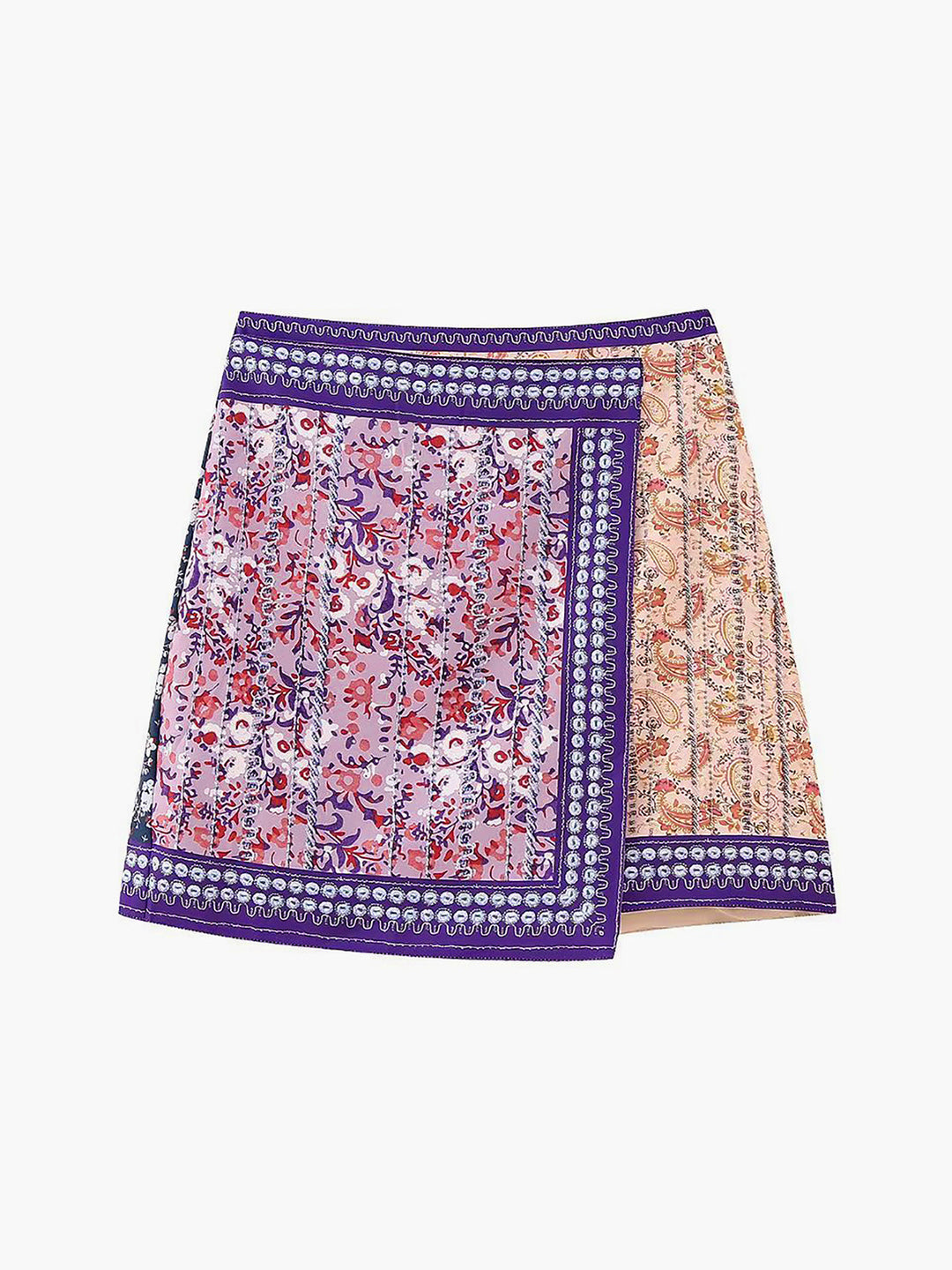 Jupe Mini Asymétrique à Imprimé Floral