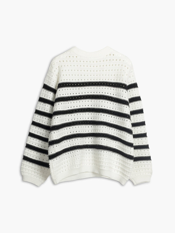 Sweatshirt en maille à rayures œillets Savoir-Faire