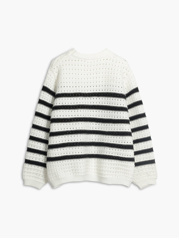 Sweatshirt en maille à rayures œillets Savoir-Faire
