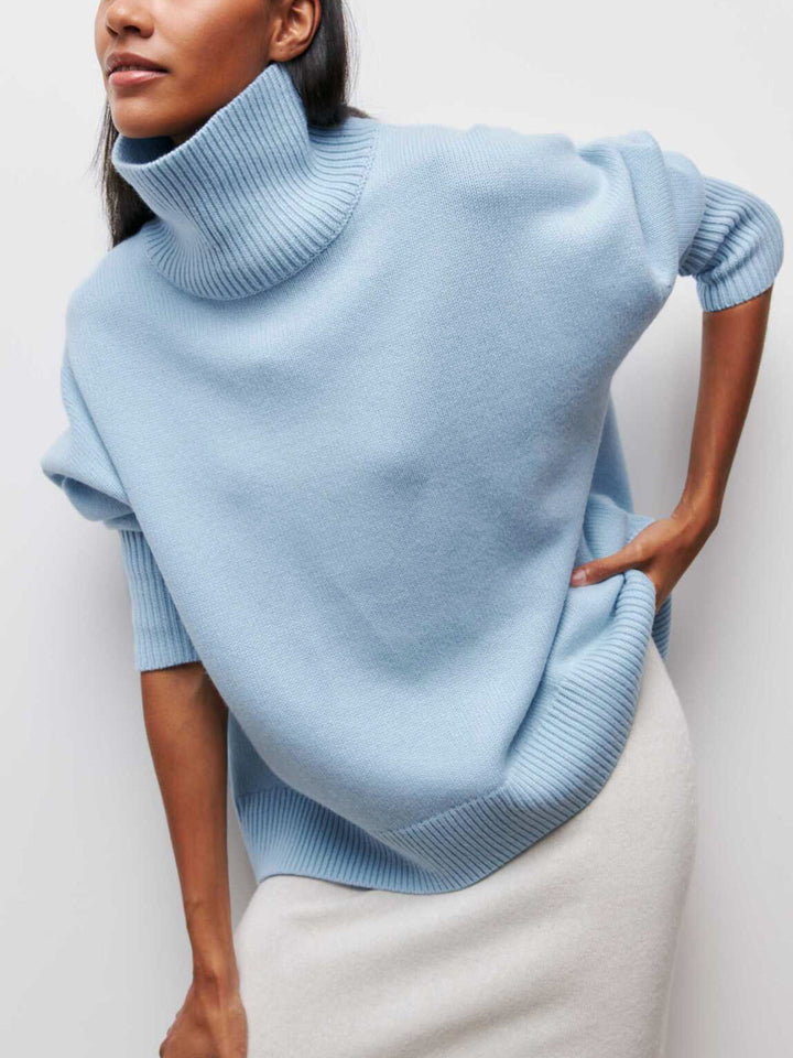 Pull Col en V Haut Léger en Tricot Doux