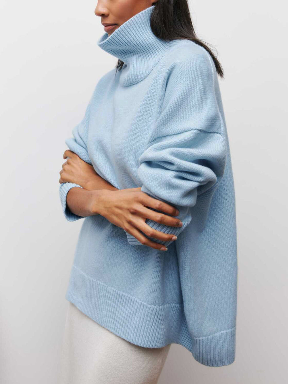 Pull Col en V Haut Léger en Tricot Doux