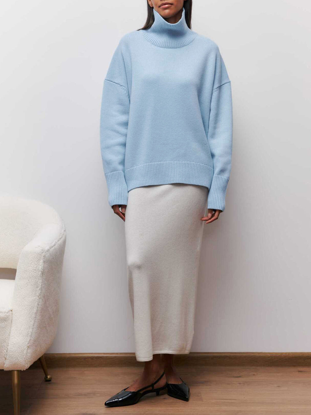 Pull Col en V Haut Léger en Tricot Doux