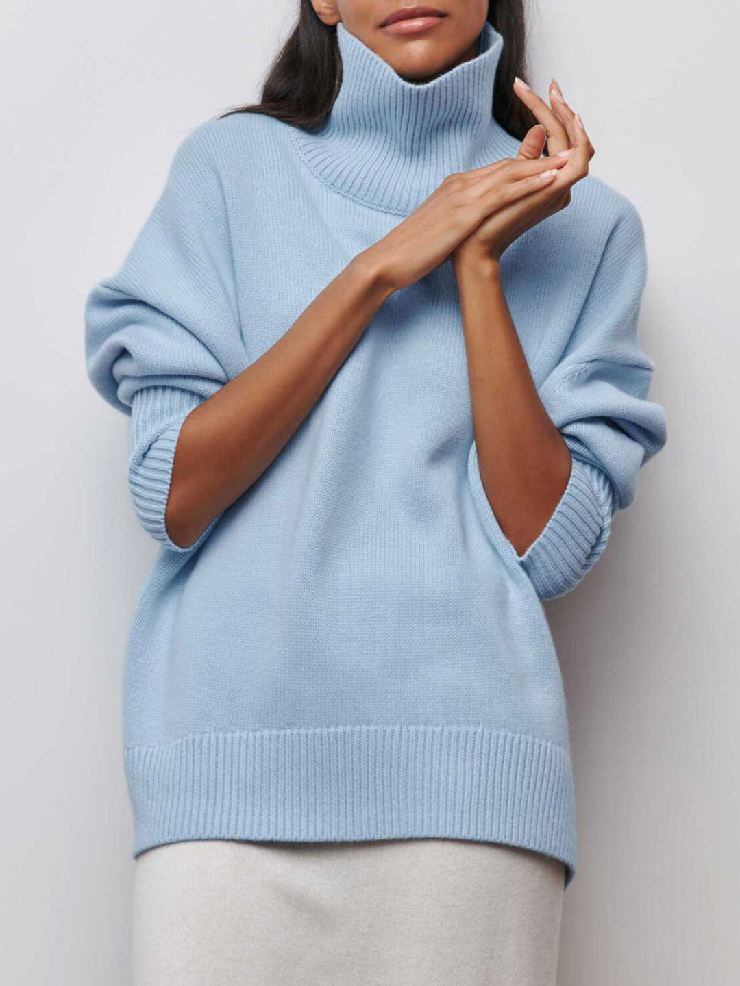Pull Col en V Haut Léger en Tricot Doux