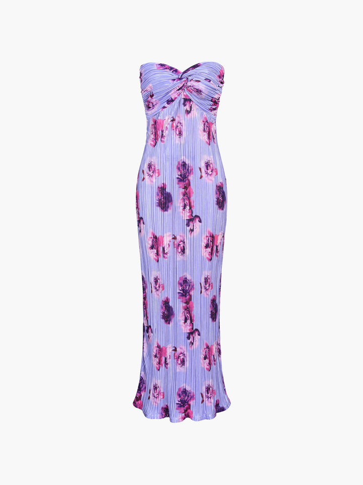 Robe Longue Tube Plissée Florale