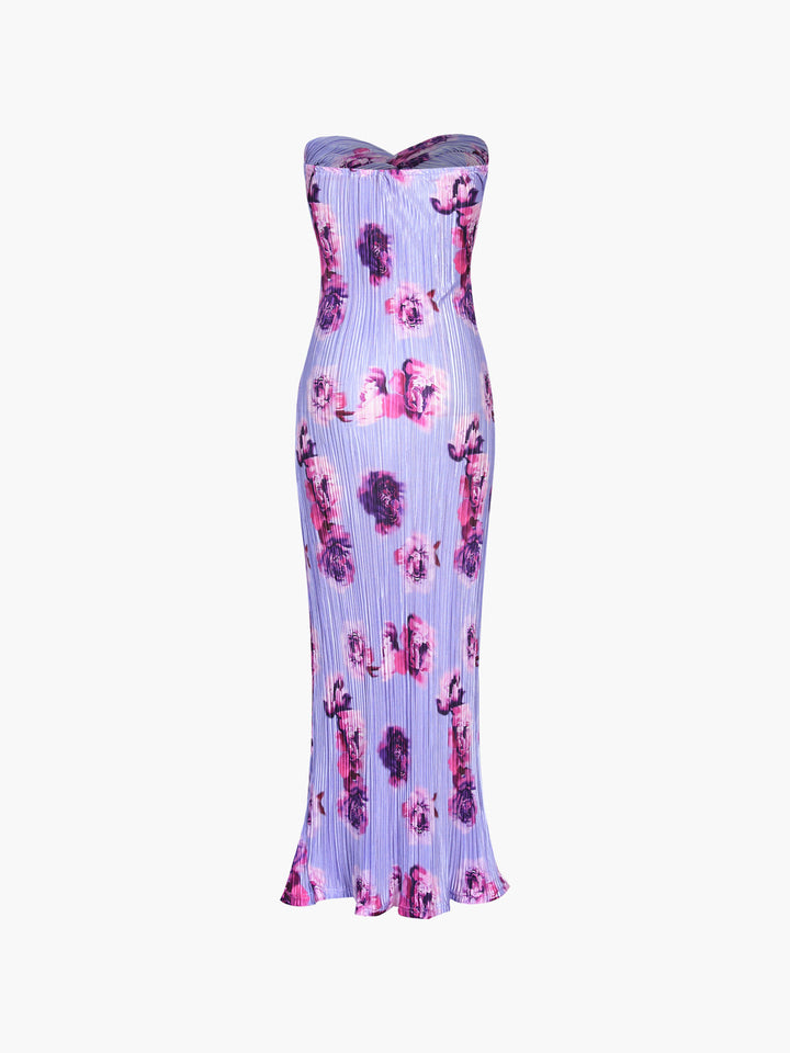 Robe Longue Tube Plissée Florale