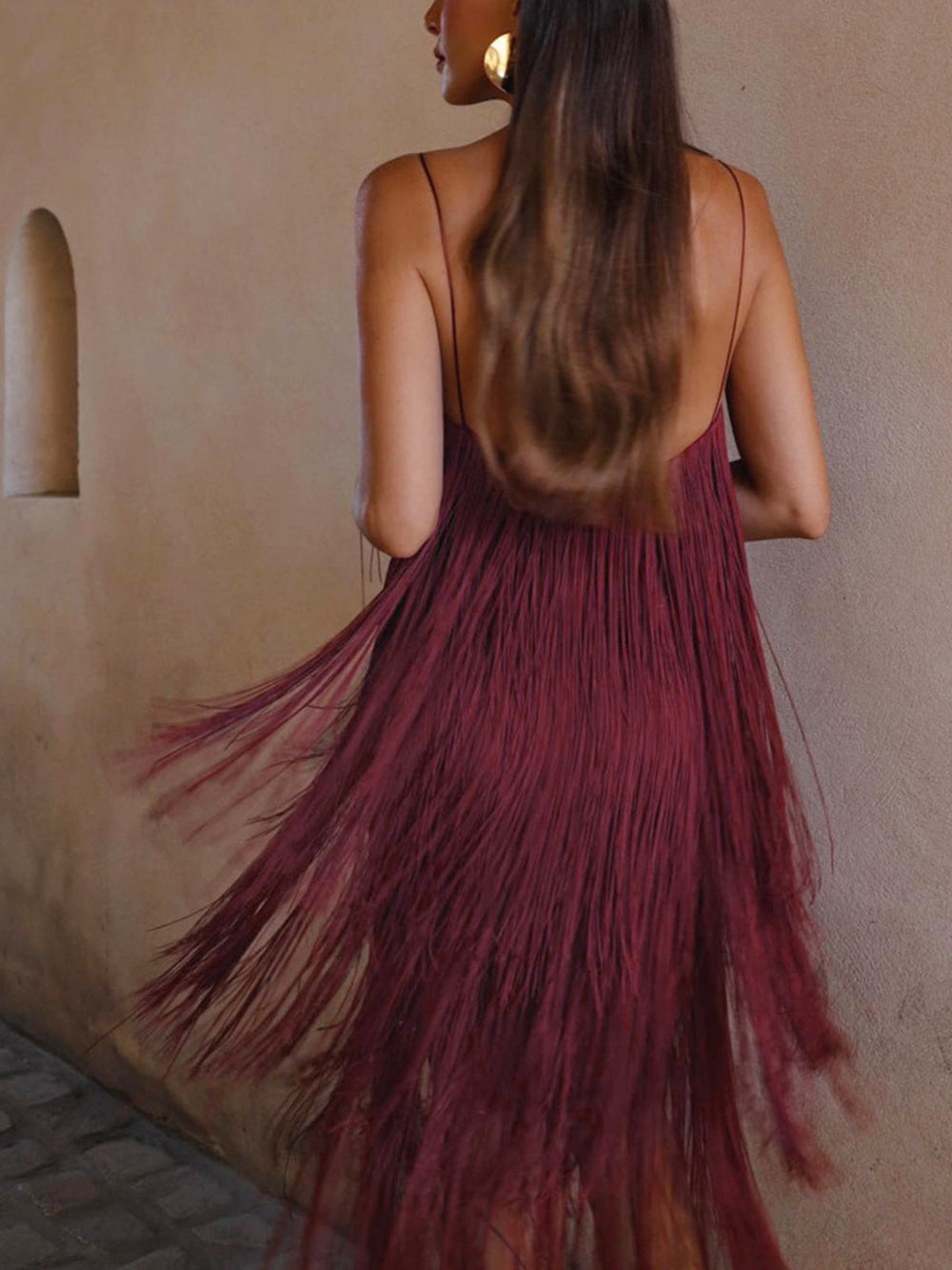 Robe Courte Florence à Dos Nu et Franges