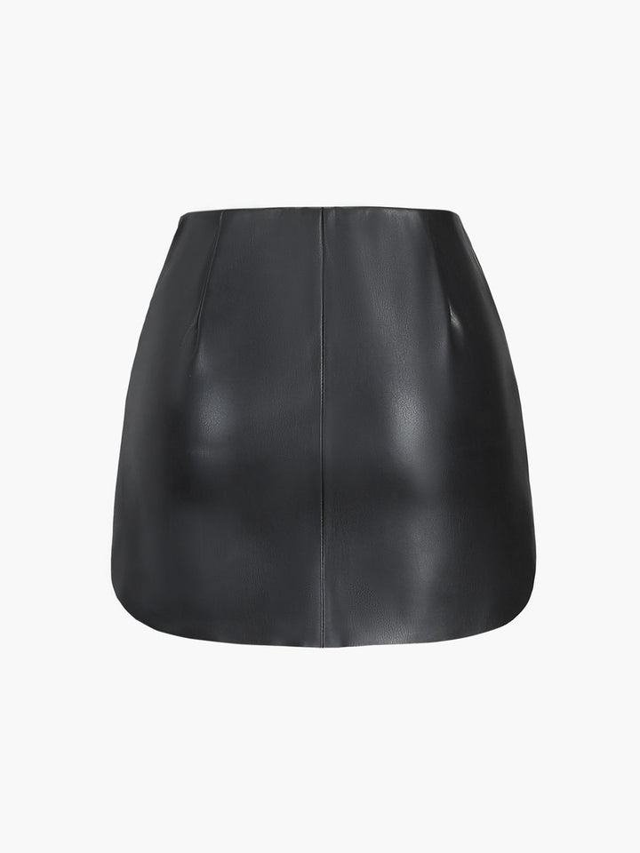 Mini-jupe zippée en faux cuir
