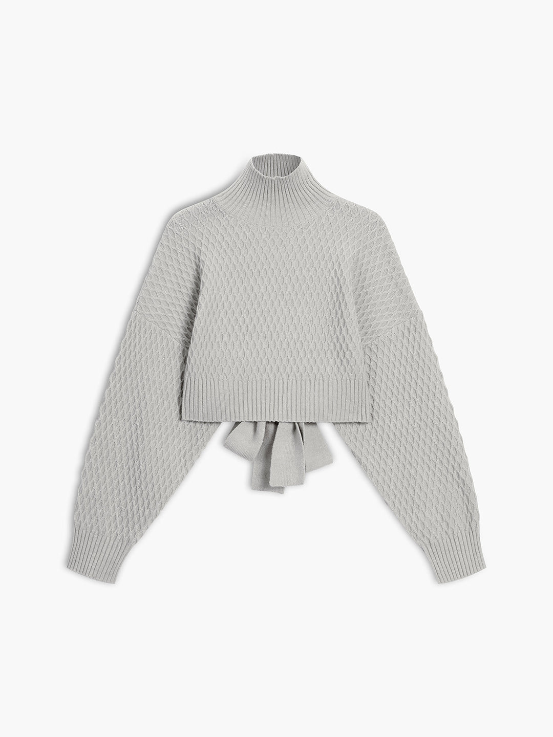 Pull à col montant à nouer dans le dos