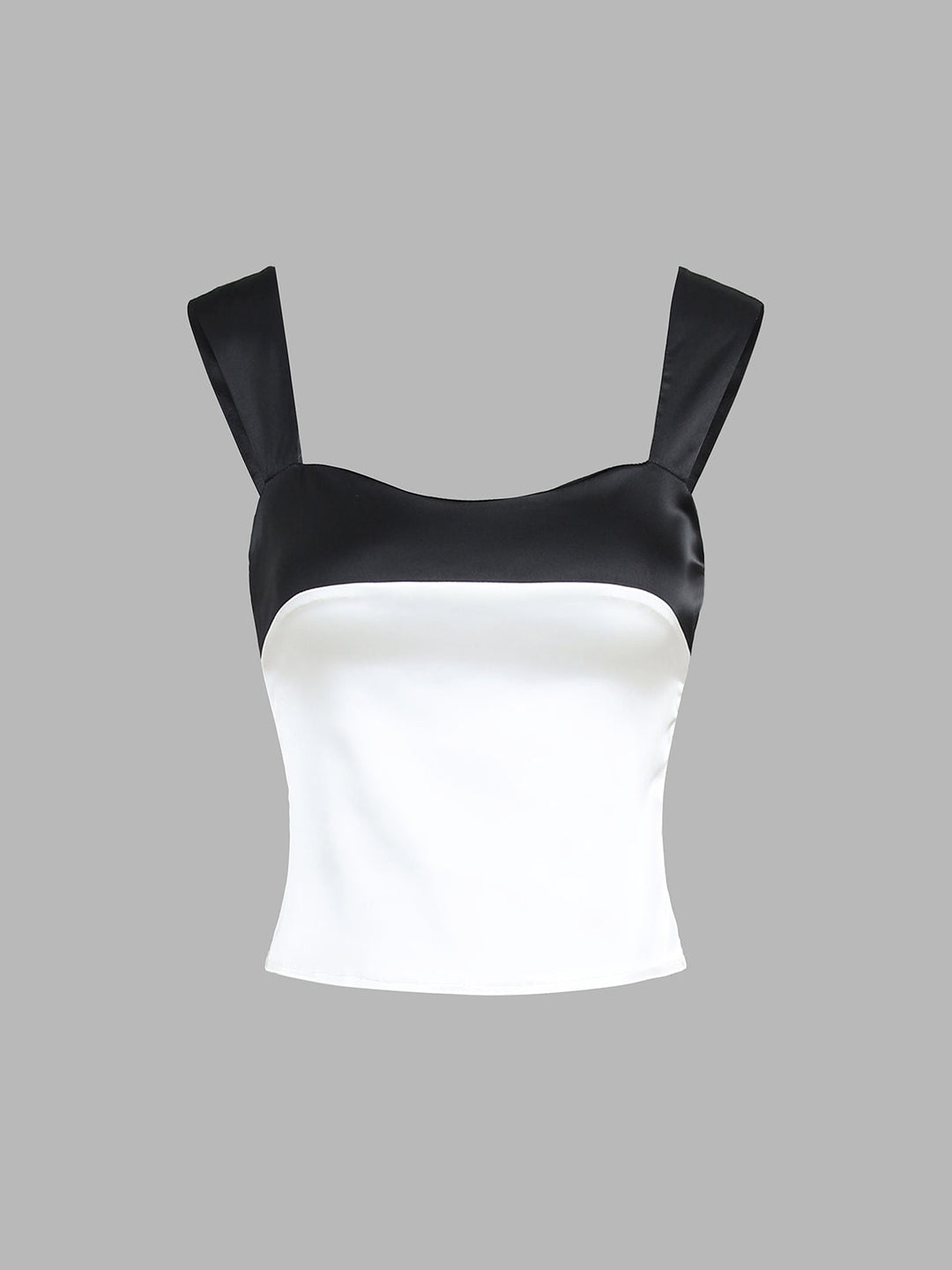 Top en satin bicolore semi-transparent avec fermeture éclair