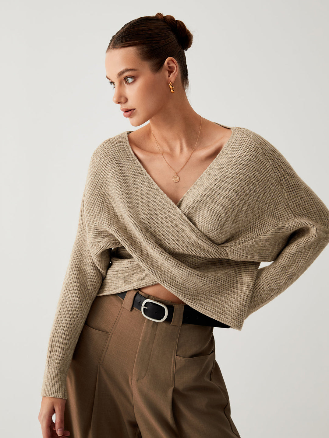 Pull Courte Cœur Croisé "Oversized"