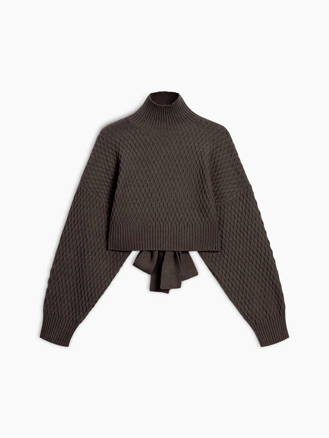Pull à col montant à nouer dans le dos