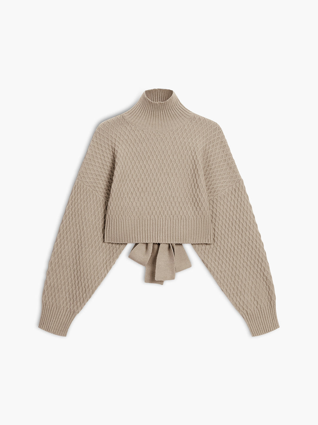 Pull à col montant à nouer dans le dos